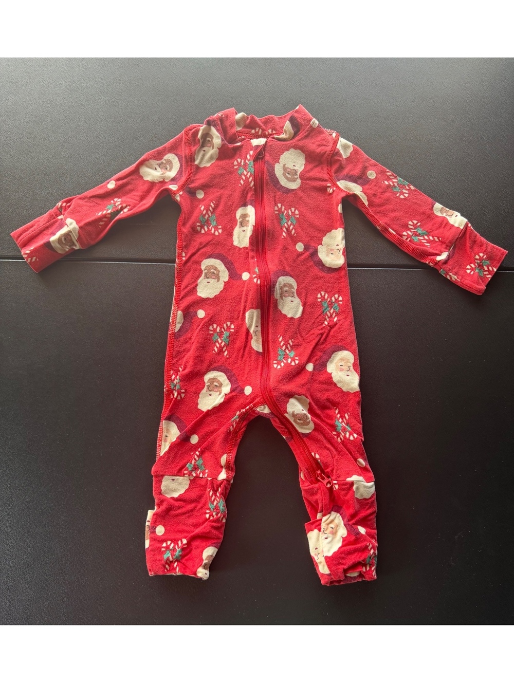 Hanna Andersson Baby 0-3M Santa Christmas Tencel Zip Sleeper Pajamas Red